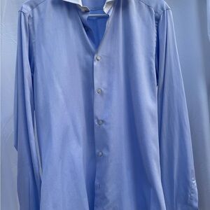 Zara Man dress shirt blue white collar. Cuff links needed.Free shipping w bundle